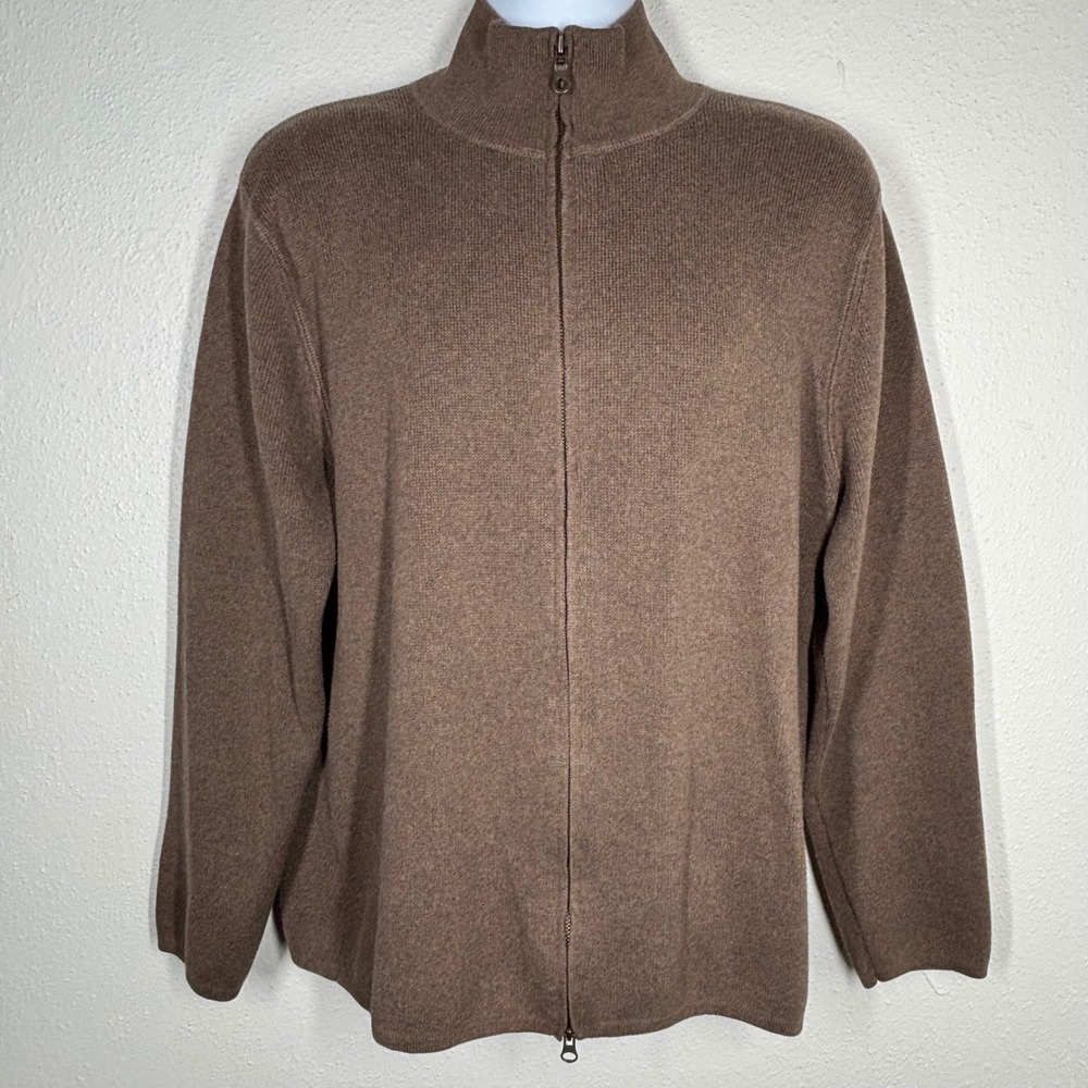 VTG Y2K Gap Full Zip Knit‎ Cardigan Sweater Mens XL Brown Dad Grandpa Preppy EUC